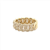14K Gold Halfway Diamond Cuban Pave Band