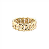 14K Gold Halfway Diamond Cuban Pave Band