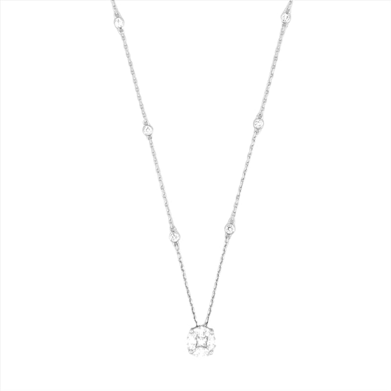 14K Gold Round Shape Cluster Diamond Pendant Necklace