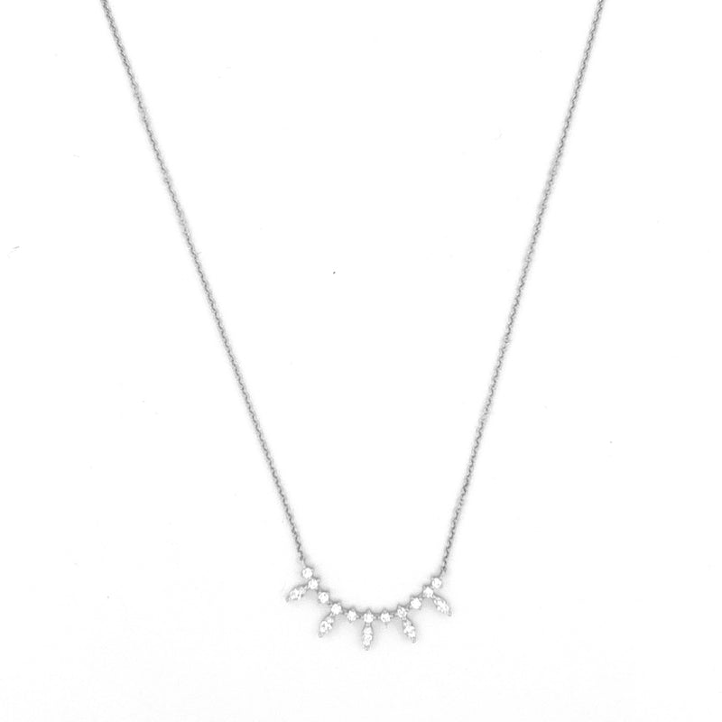 14K Gold Prong Set Curve Marquise Diamond Pendant Necklace