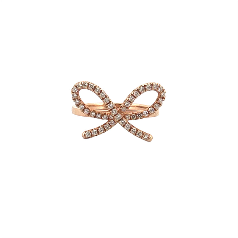 14K Gold Bow Tie Diamond Fashion Ring