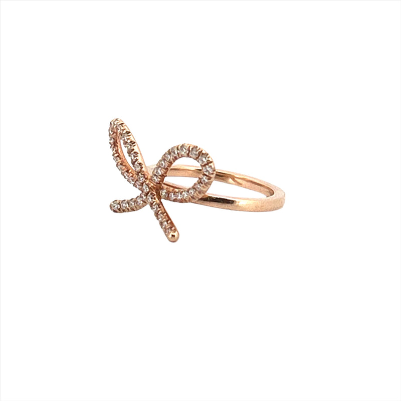 14K Gold Bow Tie Diamond Fashion Ring