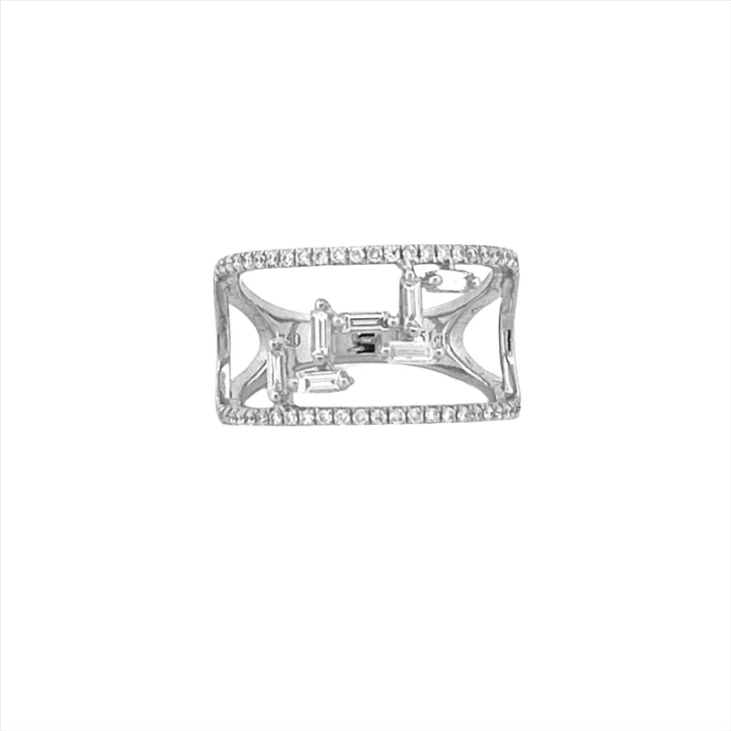 14K Gold Double Open Step Diamond Fashion Band