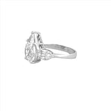 14K Gold Three Stone Cluster Pear Shape Diamond Engagement Ring