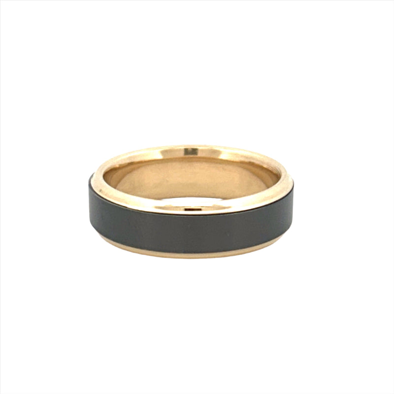 14K Gold and Black Zircon Mens Band