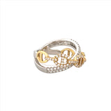 14K Two-Tone Gold Mariner and Pave Crossed Diamond Fashion Band