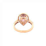 14K Gold 3.00 Carat Pear Amethyst Halo Two Row Diamond Cathedral Engagement Ring