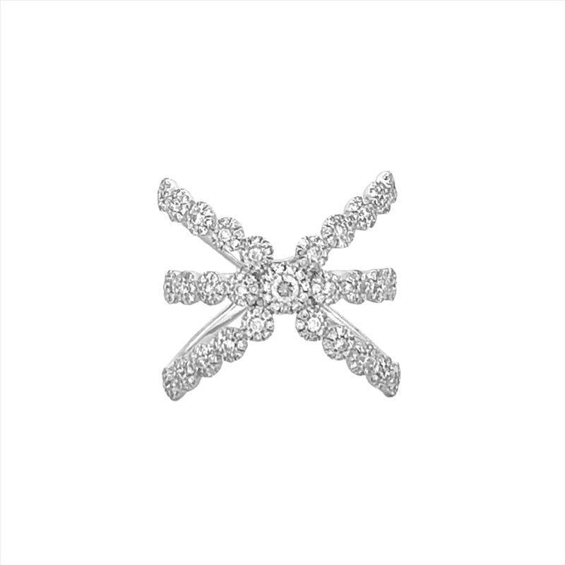 14K Gold Six Row Wrapped Diamond Halo Fashion Ring