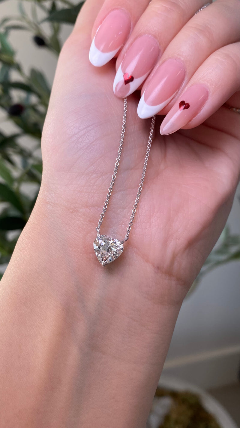 14K Gold 2.00 Carat Lab Grown Heart Diamond Pendant