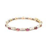14K Two Tone Gold Ruby and Diamond Fashion Bracelet