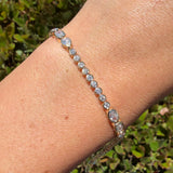 14K Gold Tri Stone Station and Round Bezel Natural Diamond Bracelet