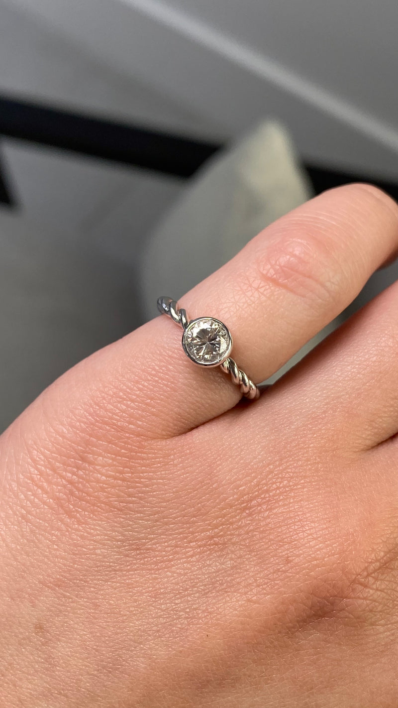 14K Gold 0.60 Carat Lab Grown Diamond Bezel Fashion Rope Band