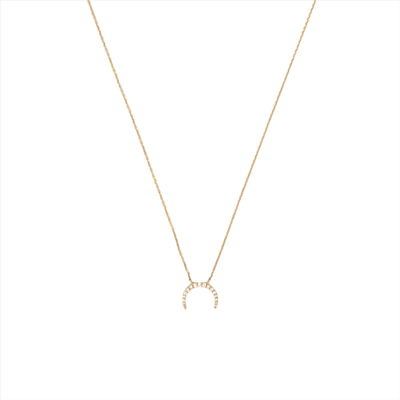 14K Gold South Crescent Diamond Pendant Necklace