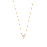 14K Gold Pressed Heart Diamond Pendant Necklace
