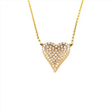 14K Gold Pressed Heart Diamond Pendant Necklace