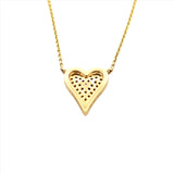 14K Gold Pressed Heart Diamond Pendant Necklace