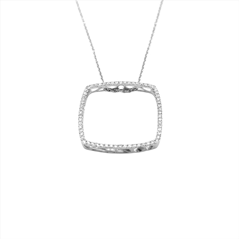 14K Gold Hollow Cushion Shape Pendant Necklace