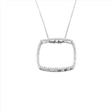 14K Gold Hollow Cushion Shape Pendant Necklace