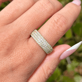 14K Gold Four Row Diamond Pavé Band
