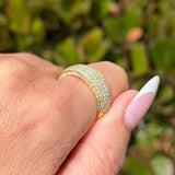 14K Gold Four Row Diamond Pavé Band