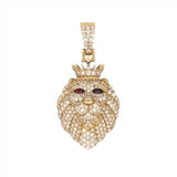 14K Gold Crowned Lion Mens Pendant