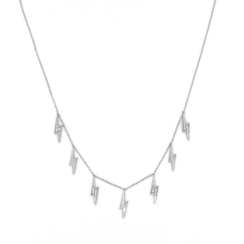 14K Gold Lightning Diamond Station Necklace