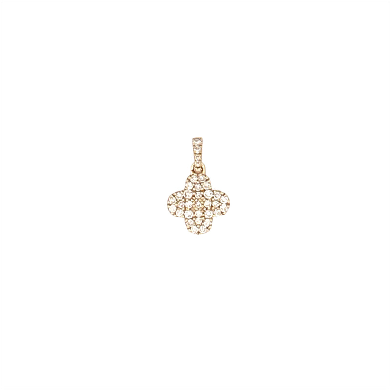 14K Gold Clover Shape Diamond Pave Pendant