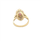 14K Gold Ruby Marquise Diamond Cluster Ring