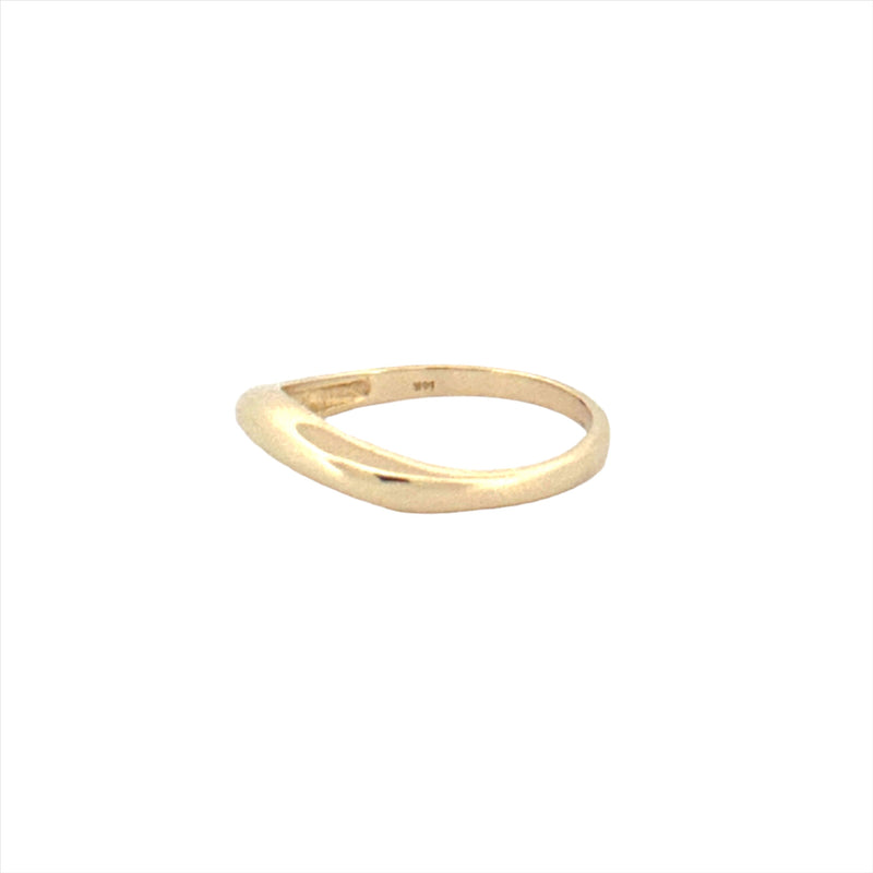 14K Gold Curved Wave Ring
