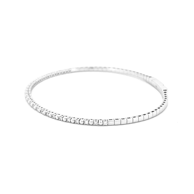 14K Gold Alternating Prong and Diamond Flexible Bangle