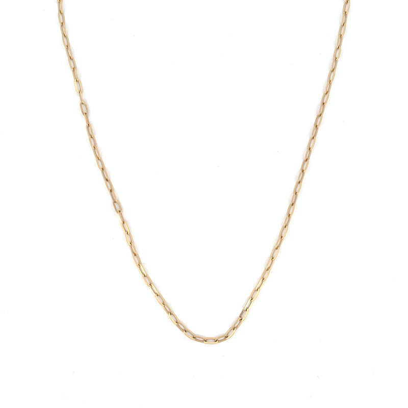14K Gold Solid Paper Clip Diamond Clasp Necklace