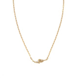 14K Gold Solid Paper Clip Diamond Clasp Necklace