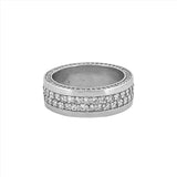 14K Gold Two Row Channel Set Mens Diamond Band w/ Diamond Walls