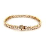14K Gold Lab Grown Alternating Pear Diamond Bezel Tennis Bracelet