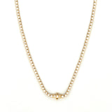 14K Gold Round Spaced Lab Grown Diamond Bezel Necklace