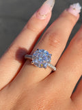 14K Gold 3.00 Carat Round Cut Lab Grown Diamond 3D Engagement Ring w/ Diamond Prongs