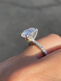 14K Gold 3.00 Carat Round Cut Lab Grown Diamond 3D Engagement Ring w/ Diamond Prongs