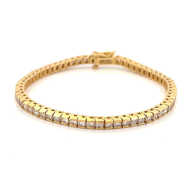 14K Gold Bar Diamond Tennis Bracelet