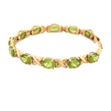 14K Gold Oval Peridot X Link Bracelet