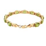 14K Gold Oval Peridot X Link Bracelet