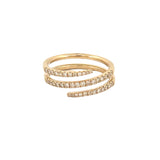 14K Gold Open Three Row Wrapped Diamond Band