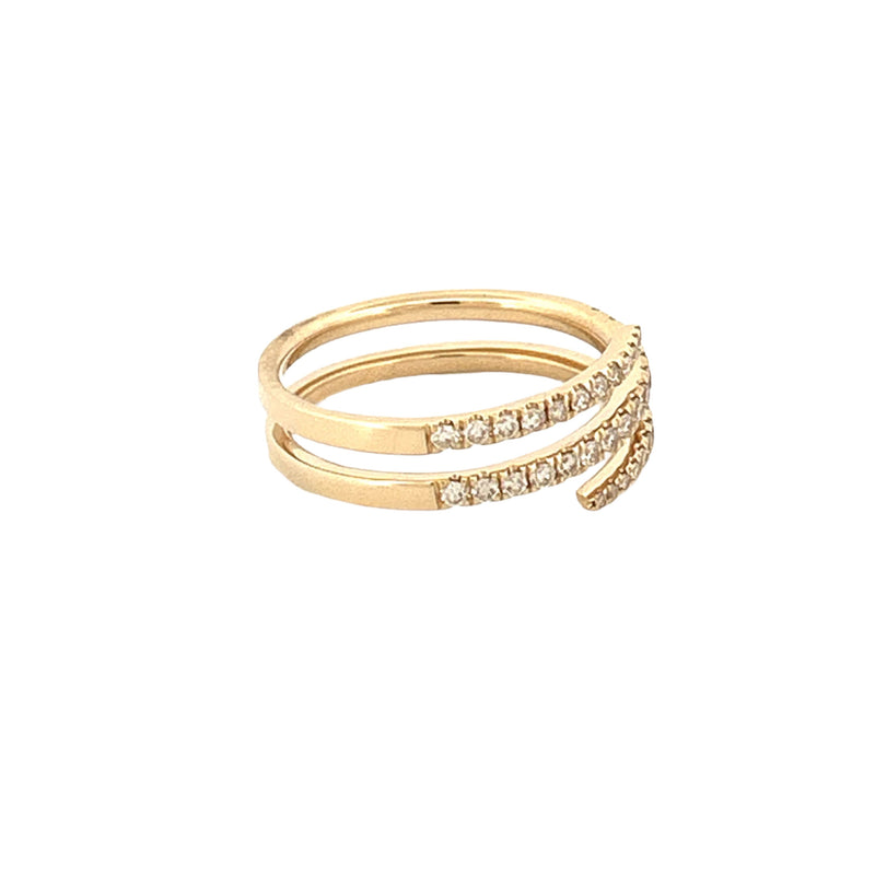 14K Gold Open Three Row Wrapped Diamond Band