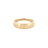 14K Gold Oblique Baguette and Round Diamond Fashion Band