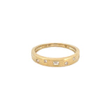 14K Gold Spaced Baguette and Round Diamond Fashion Band