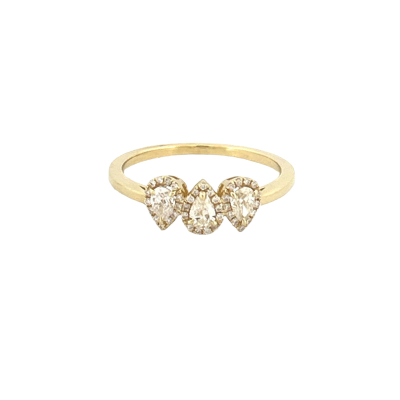 14K Gold Alternate Three Pear Diamond Band