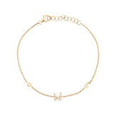 14K Gold Personalized Initial Bezel Bracelet