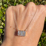 14K Gold Lab Grown Radiant Diamond Bezel Pendant Necklace