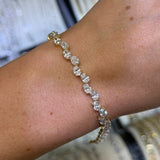 14K Gold East West Staggered Lab Grown Oval Cut Diamond Tennis Bracelet