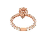 14K Gold Pear Shape Cluster Natural Diamond U Prong and Diamond Prong Engagement Ring w/ Under Halo