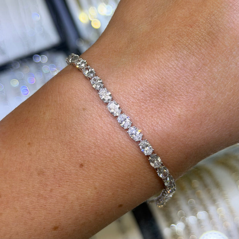14K Gold East West Lab Grown Oval Cut Diamond Tennis Bracelet